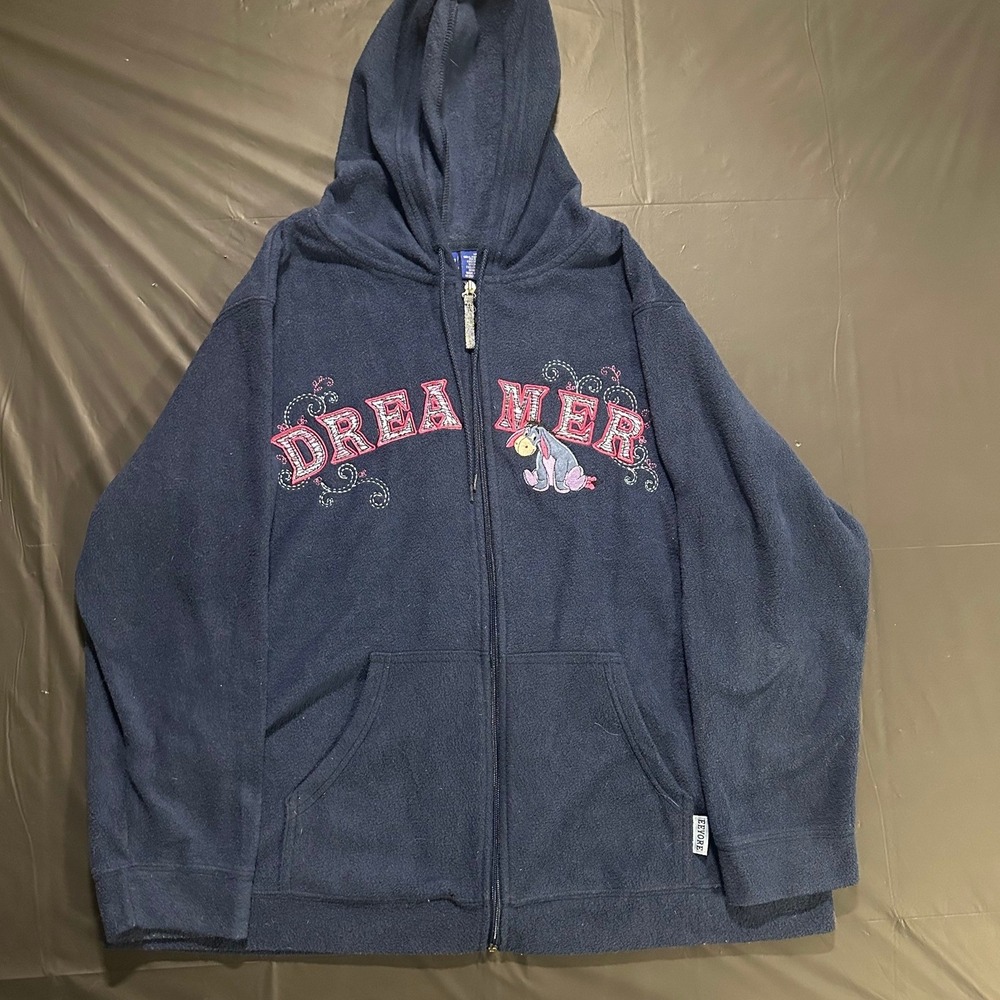 Disney Eeyore Dreamer Fleece Full Zip Hoodie Navy Blue 1X